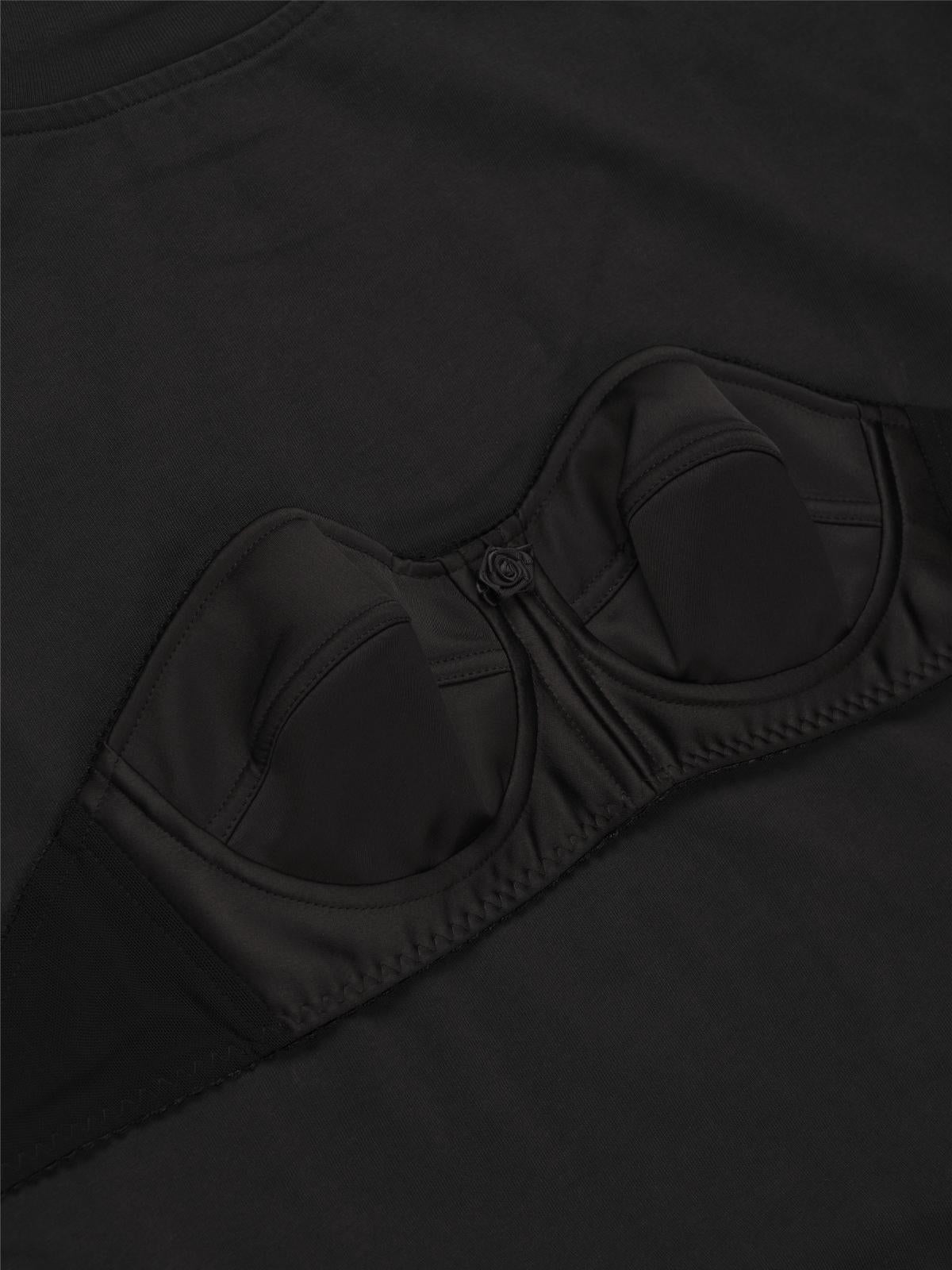 balconette bra turtleneck t-shirt VAQ10T020- BK VAQUERA