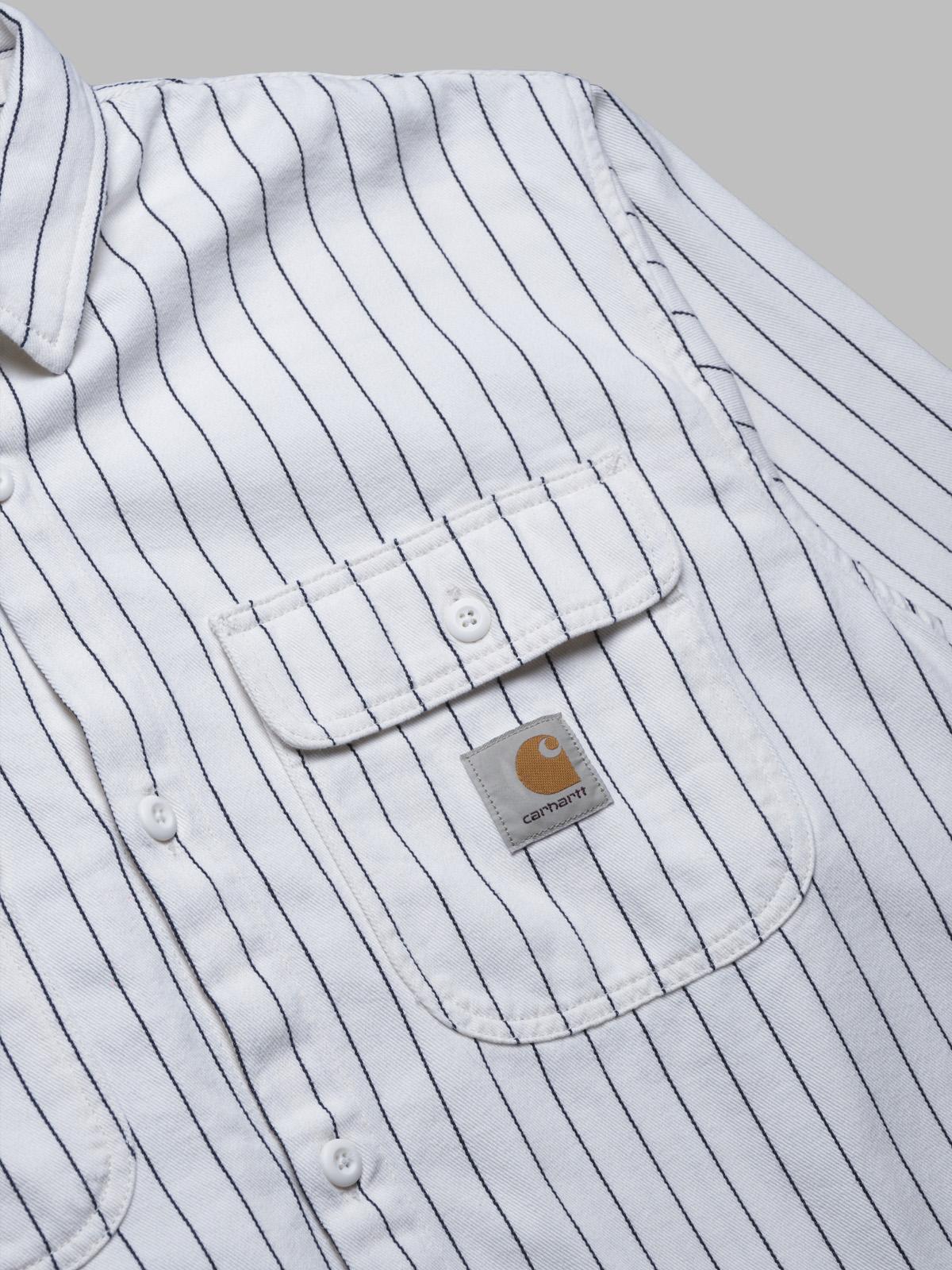 hendry shirt jac 100% cotton 'fountain' twill, 8 oz seaton stripe, wax / dark navy rinsed I034827- 2RM CARHARTT WIP