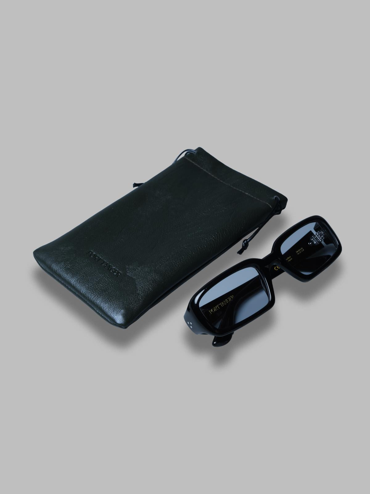 mektoub sunglasses - black acetate, rif blue lens - made in japan PT-6202- BK PORT TANGER