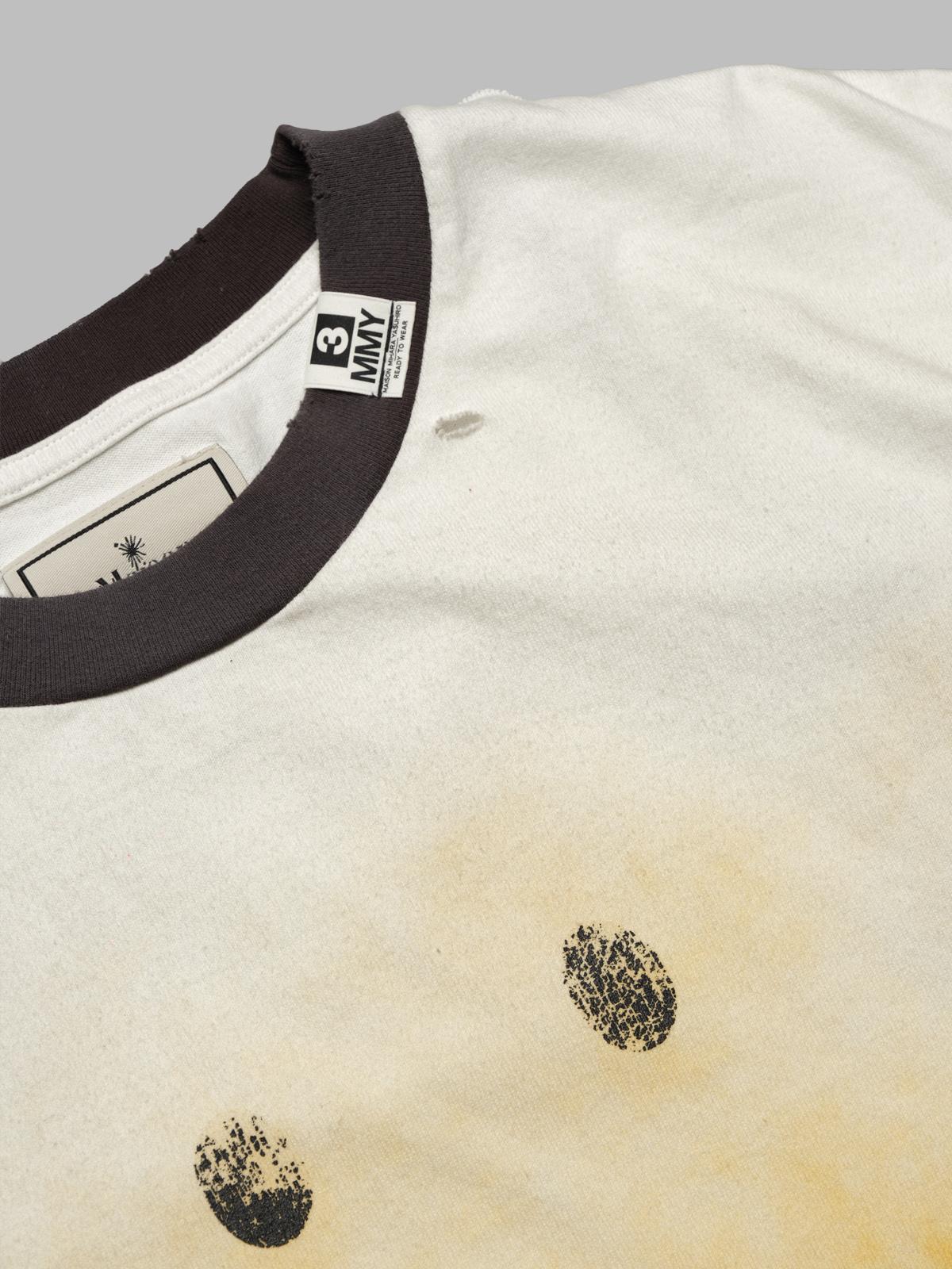 smily face printed distressed tee J14TS762- WHT MAISON MIHARA YASUHIRO