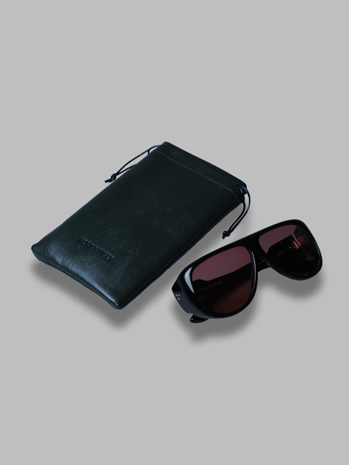 gambia sunglasses - black acetate, tobacco lens - made in japan PT-6502- BK PORT TANGER