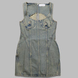 moon laser denim mini dress WDR327A-CDEN0003- BG10 MARINE SERRE