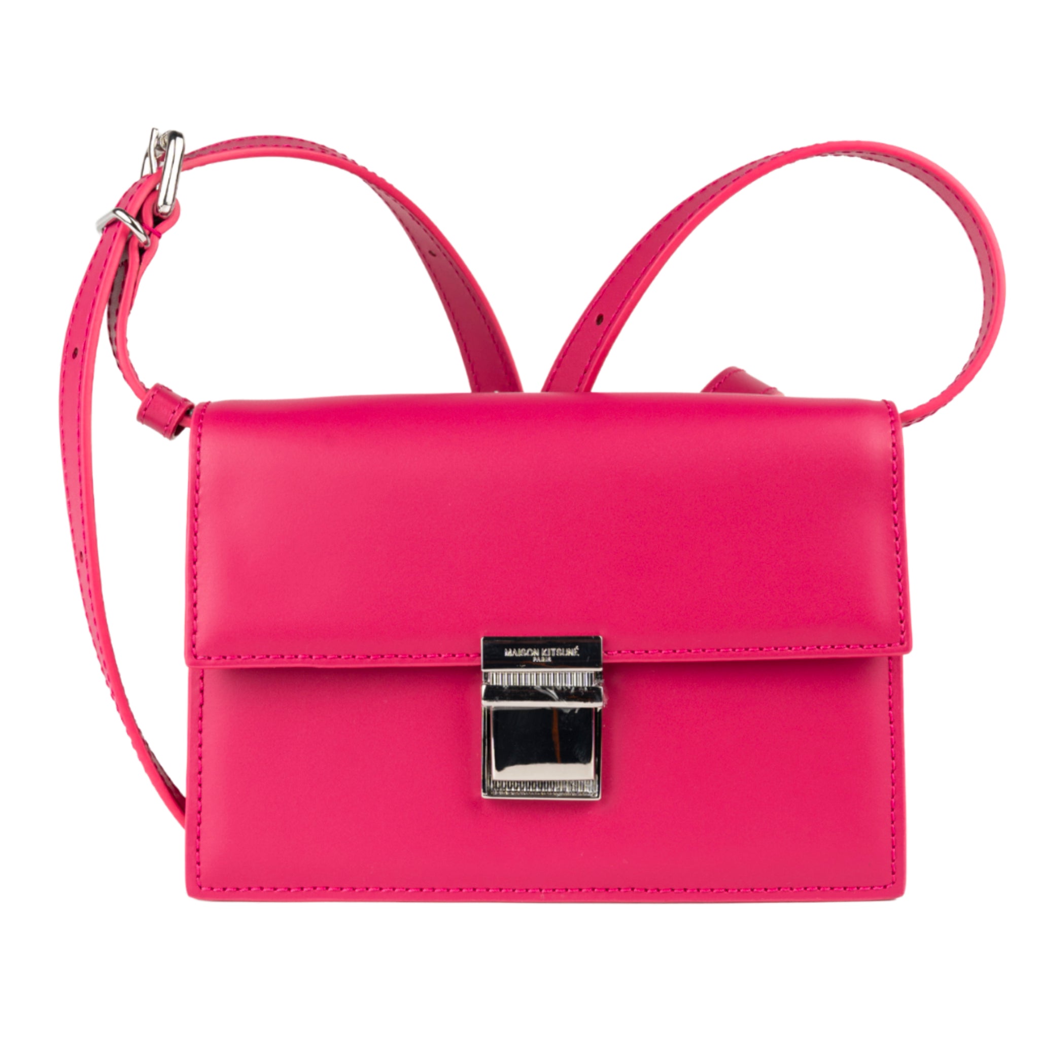 Mini Preppy Baguette borsa in pelle in magenta