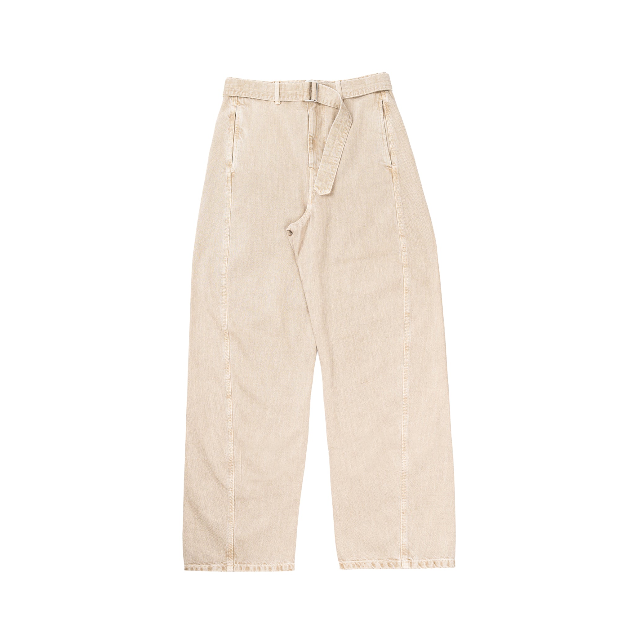 Twisted trousers with belt in beige