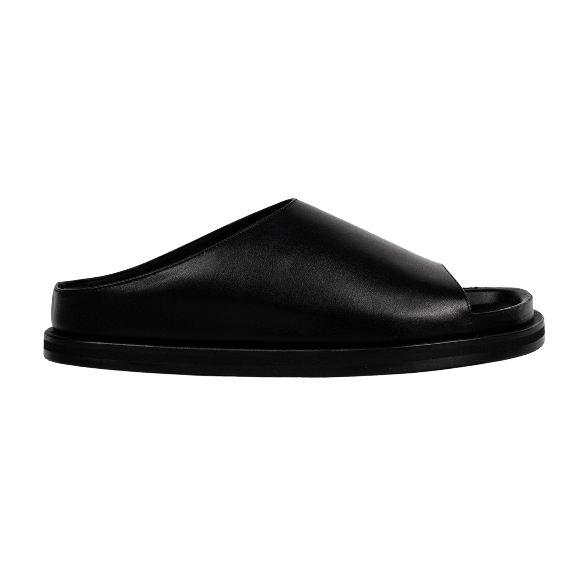 Slide sandalo nero in pelle