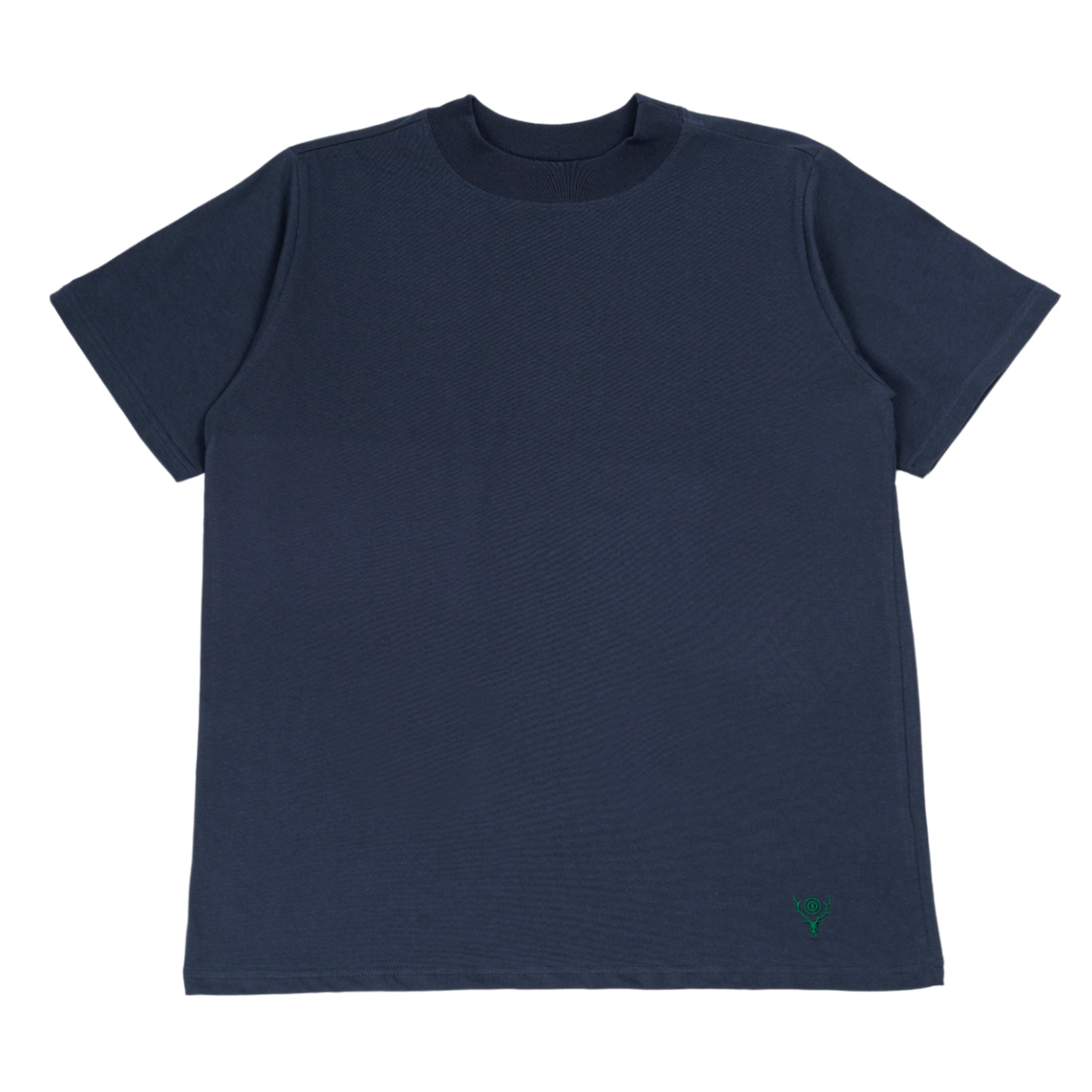 Mock t-shirt girocollo in blu navy