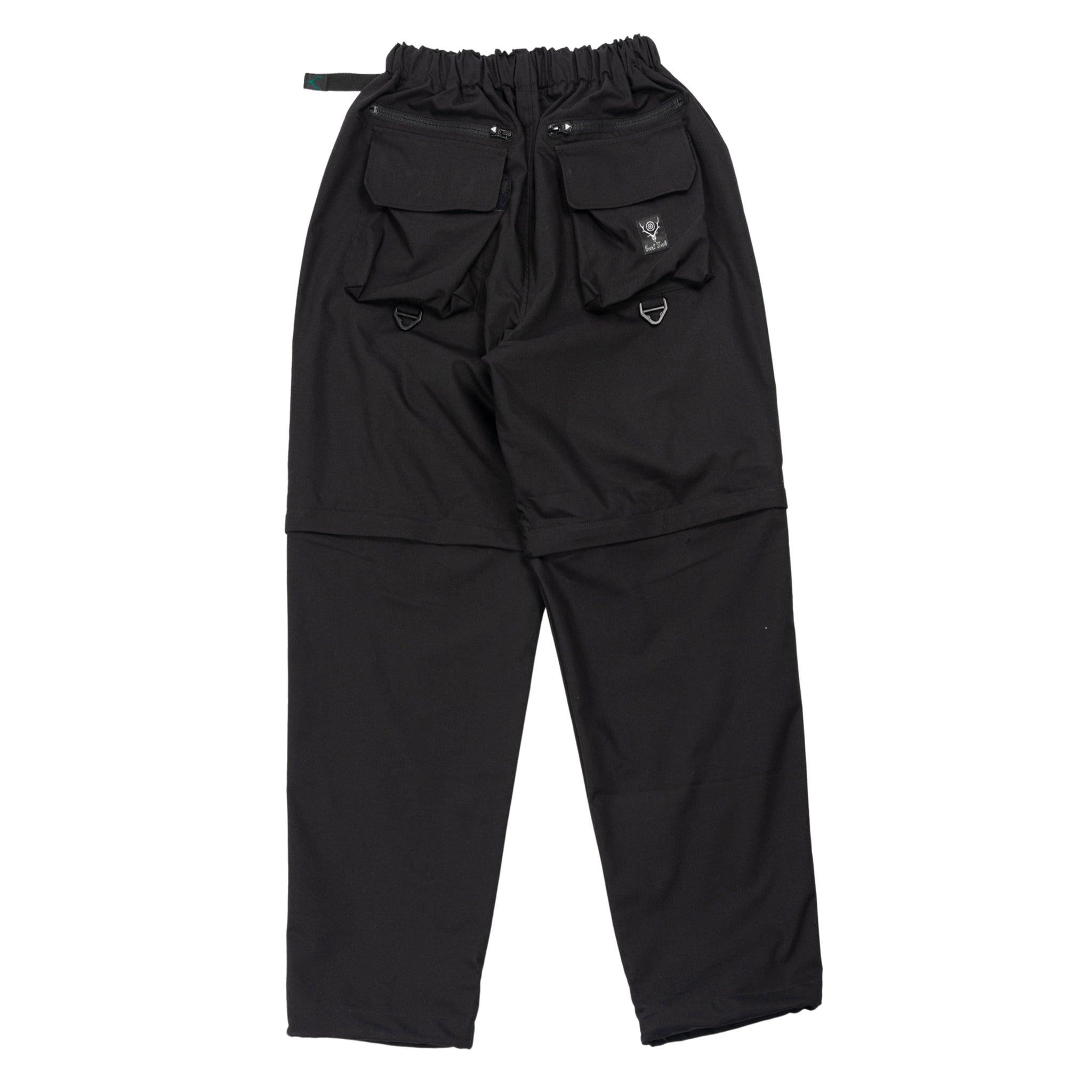 Multi-Pocket Belted 2way pantalone in nero