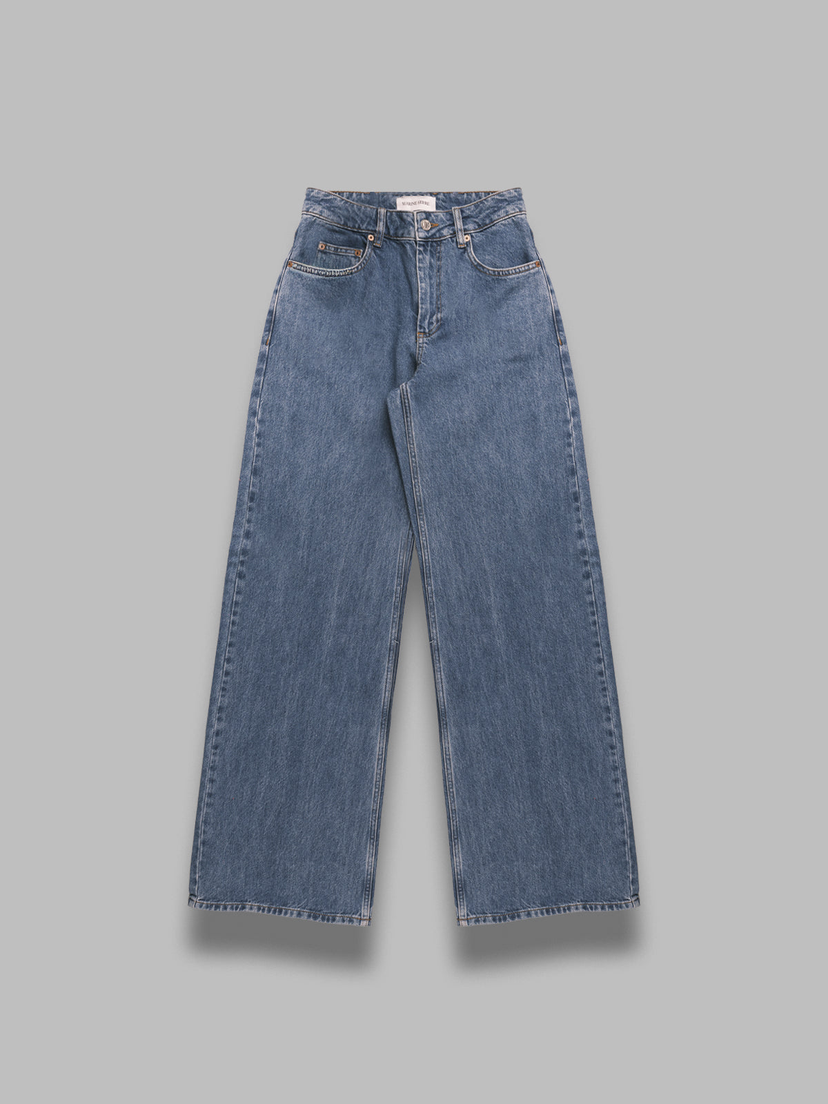 moon laser blue wash denim high waist flare jeans WPA159ACDEN0002- BL05 MARINE SERRE 