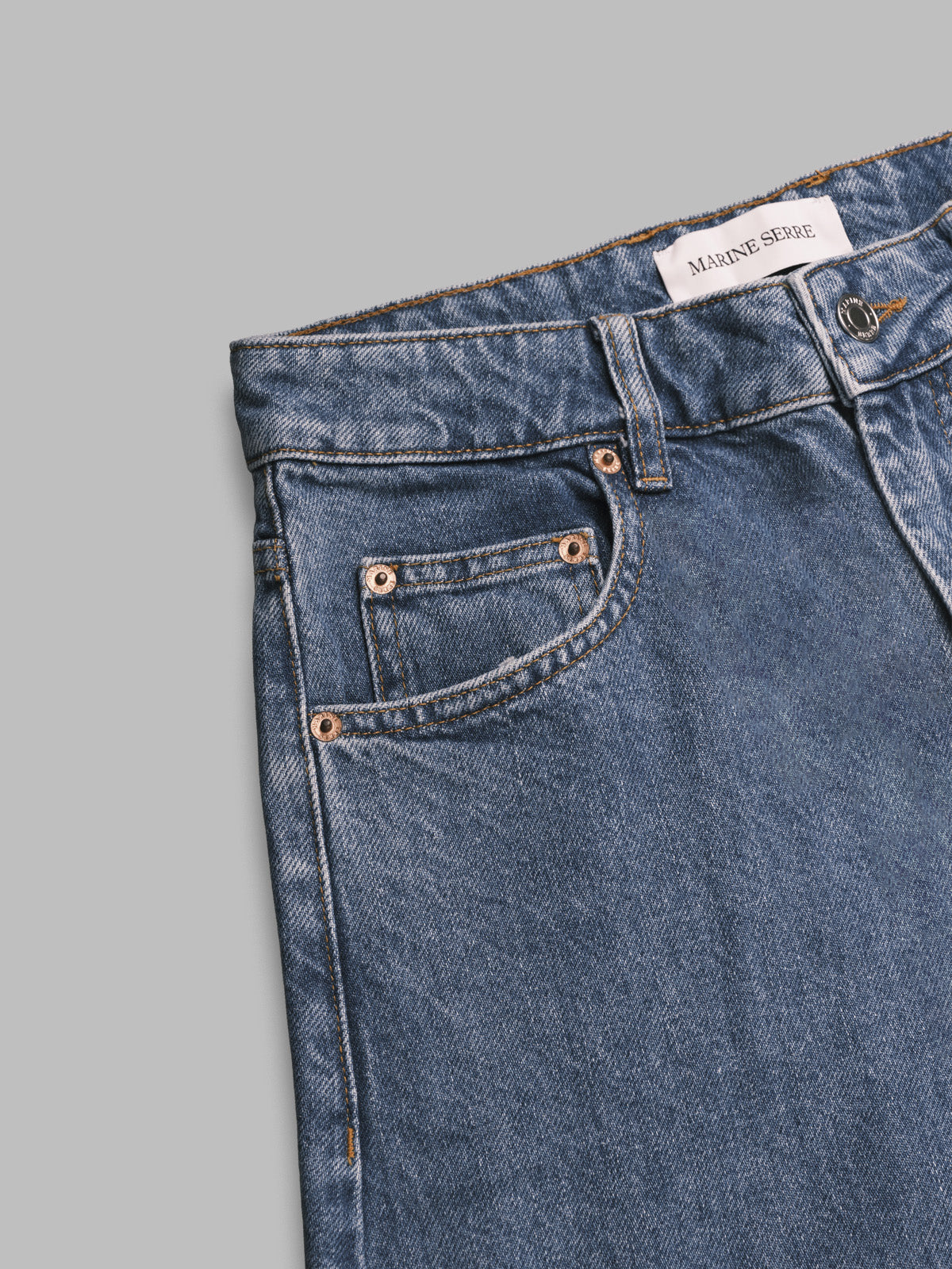 moon laser blue wash denim high waist flare jeans WPA159ACDEN0002- BL05 MARINE SERRE 