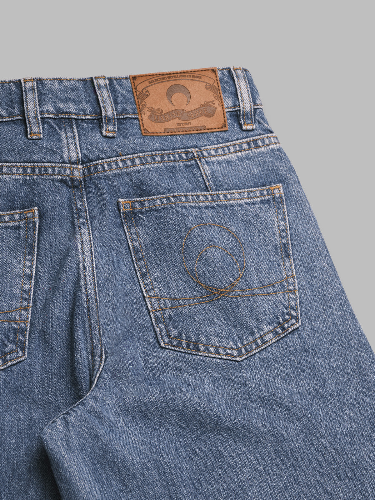 moon laser blue wash denim high waist flare jeans WPA159ACDEN0002- BL05 MARINE SERRE 