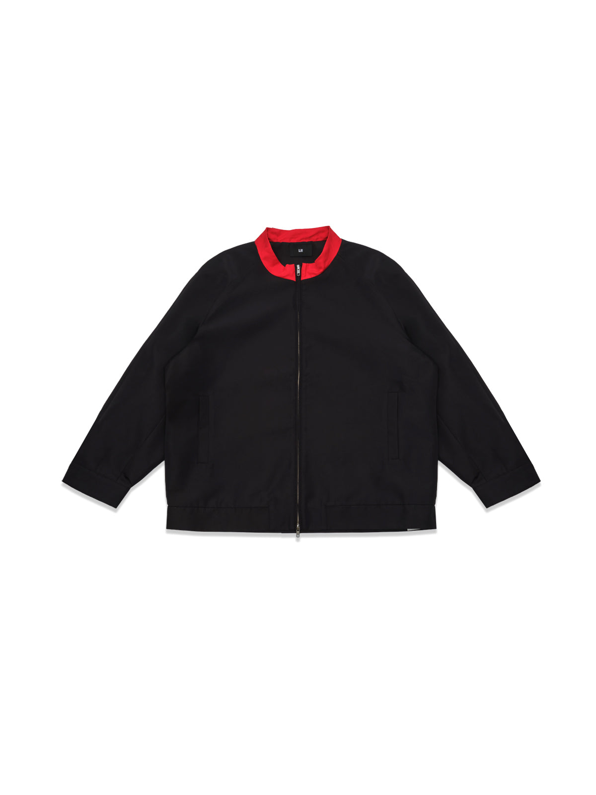 oversized contrast-collar jacket FW26UO103- BKRD LII 