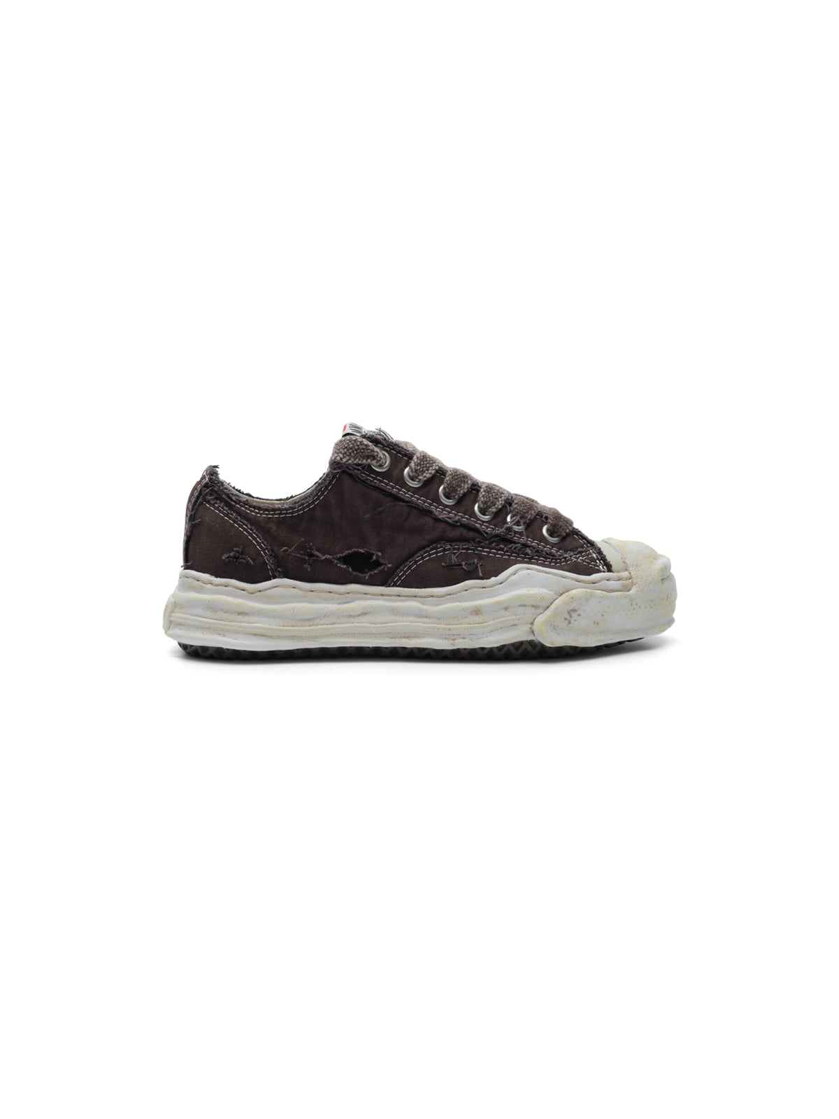 hank ripping canvas low-top sneakers A17FW735- BRW MAISON MIHARA YASUHIRO 