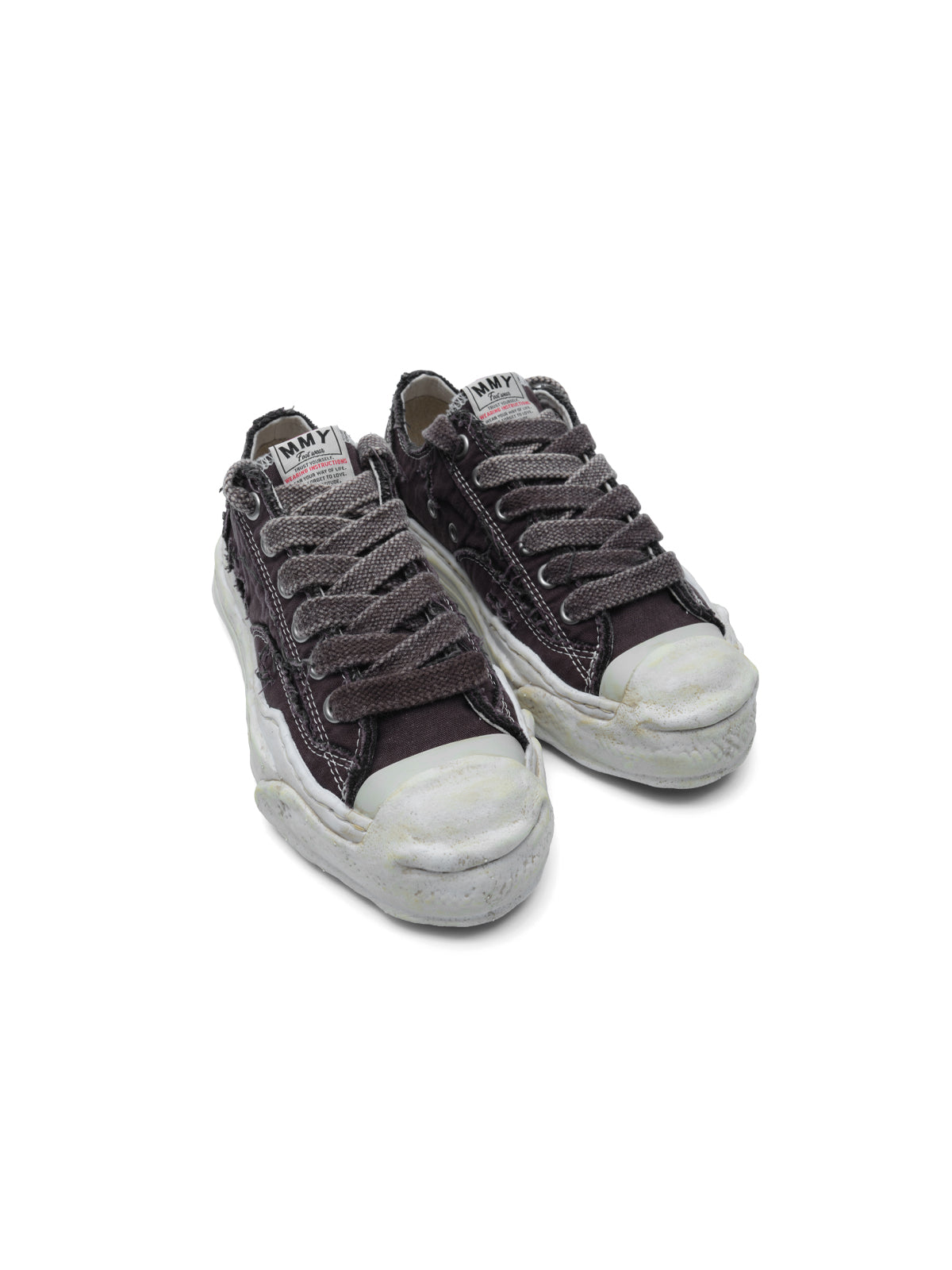 hank ripping canvas low-top sneakers A17FW735- BRW MAISON MIHARA YASUHIRO 