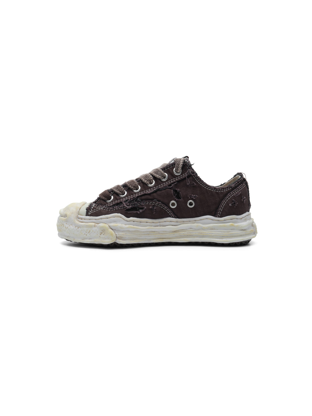 hank ripping canvas low-top sneakers A17FW735- BRW MAISON MIHARA YASUHIRO 