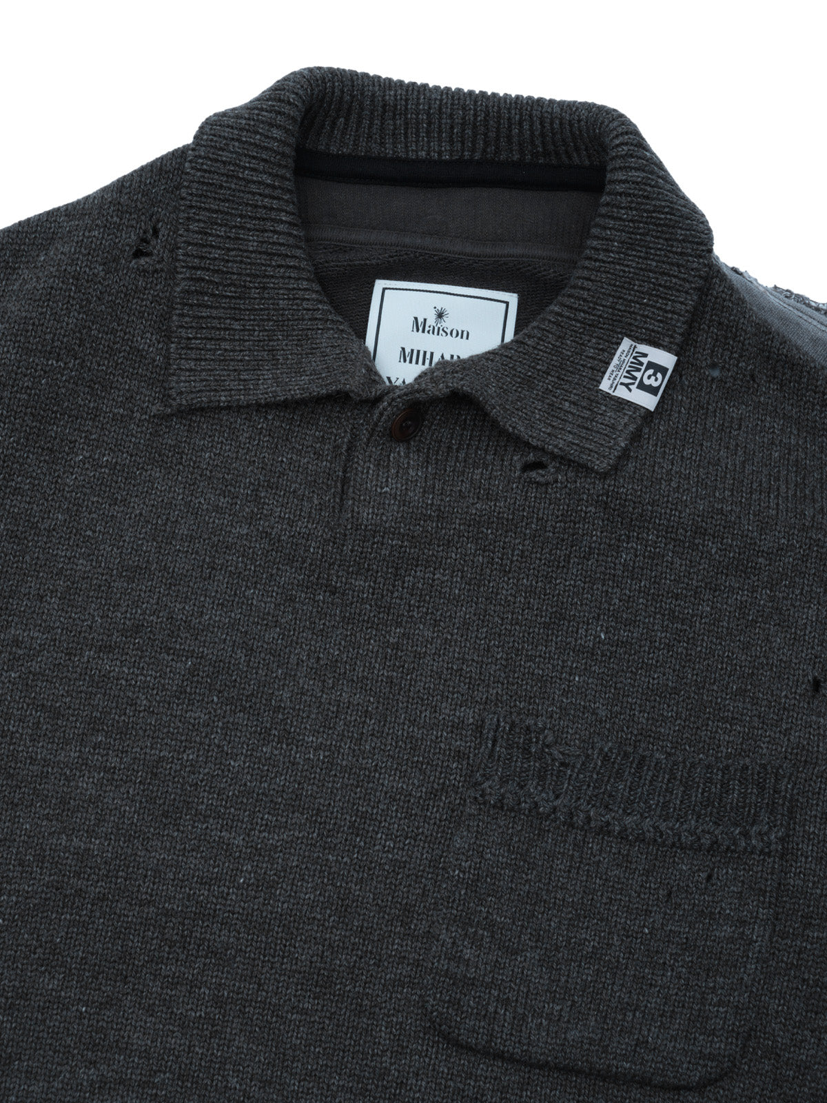 sweat pullover combined knit pullover A17SW532- BRW MAISON MIHARA YASUHIRO 