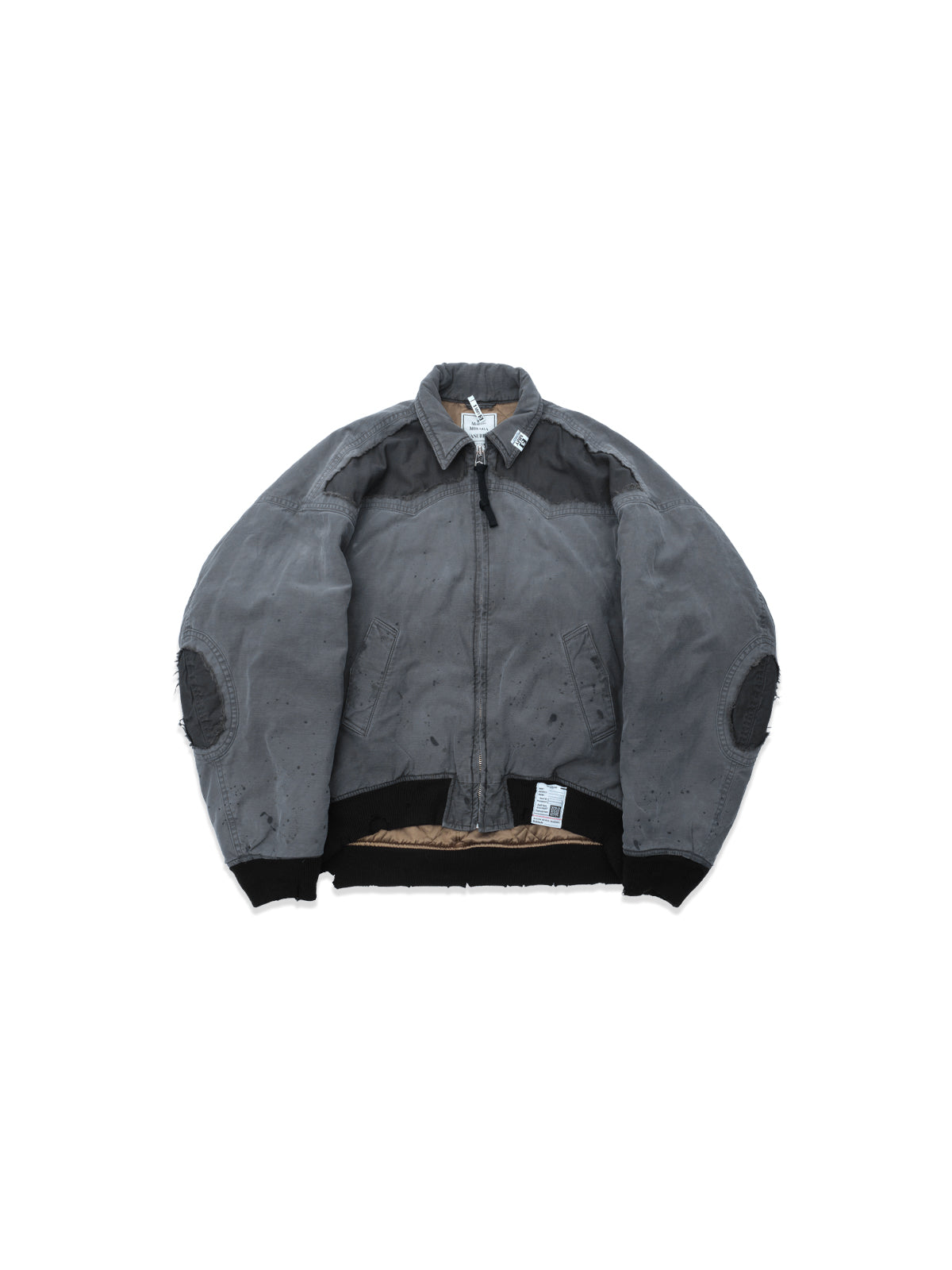 damaged black satin blouson J17BL171- BK MAISON MIHARA YASUHIRO 