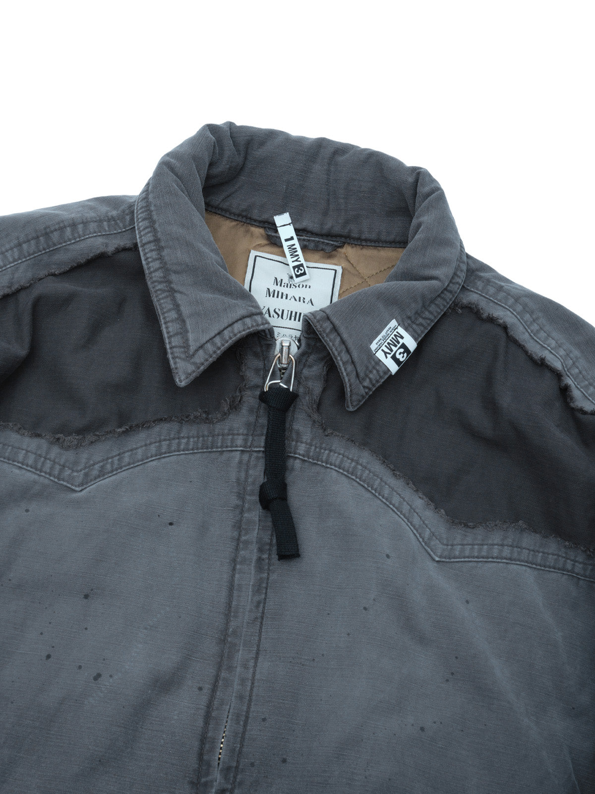 damaged black satin blouson J17BL171- BK MAISON MIHARA YASUHIRO 