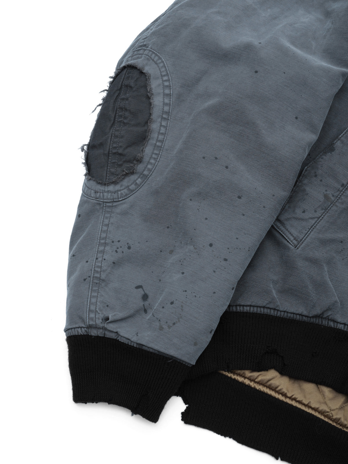 damaged black satin blouson J17BL171- BK MAISON MIHARA YASUHIRO 