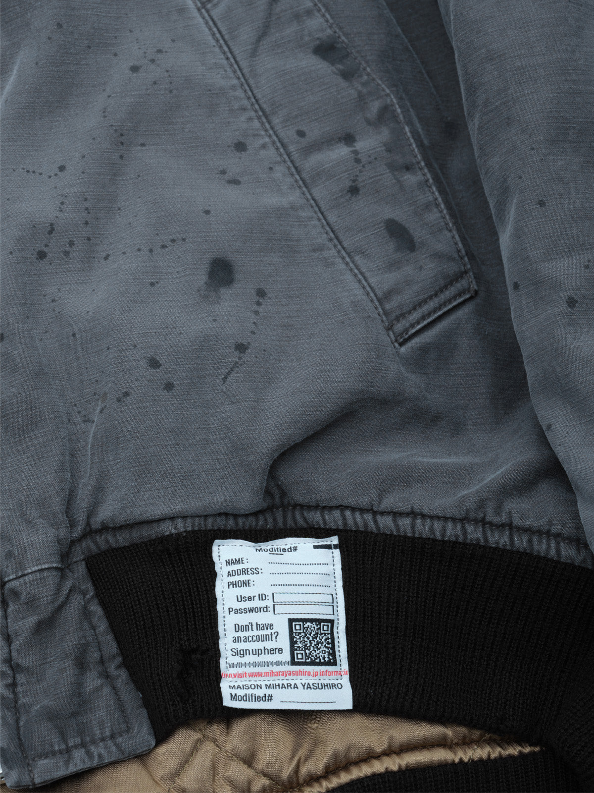 damaged black satin blouson J17BL171- BK MAISON MIHARA YASUHIRO 