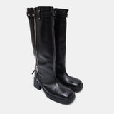 izolda black zipper tall boots E8-4234- BK MIISTA 