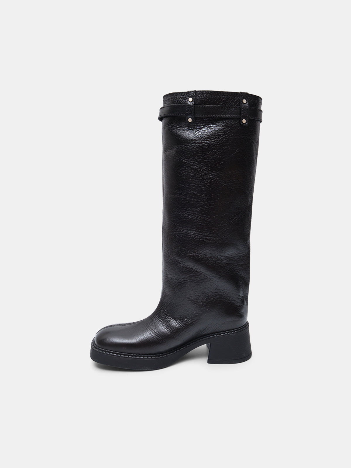 izolda black zipper tall boots E8-4234- BK MIISTA 