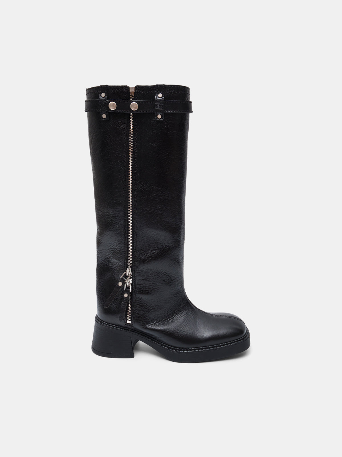 izolda black zipper tall boots E8-4234- BK MIISTA 