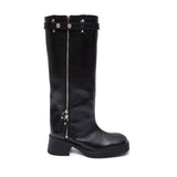 izolda black zipper tall boots E8-4234- BK MIISTA 