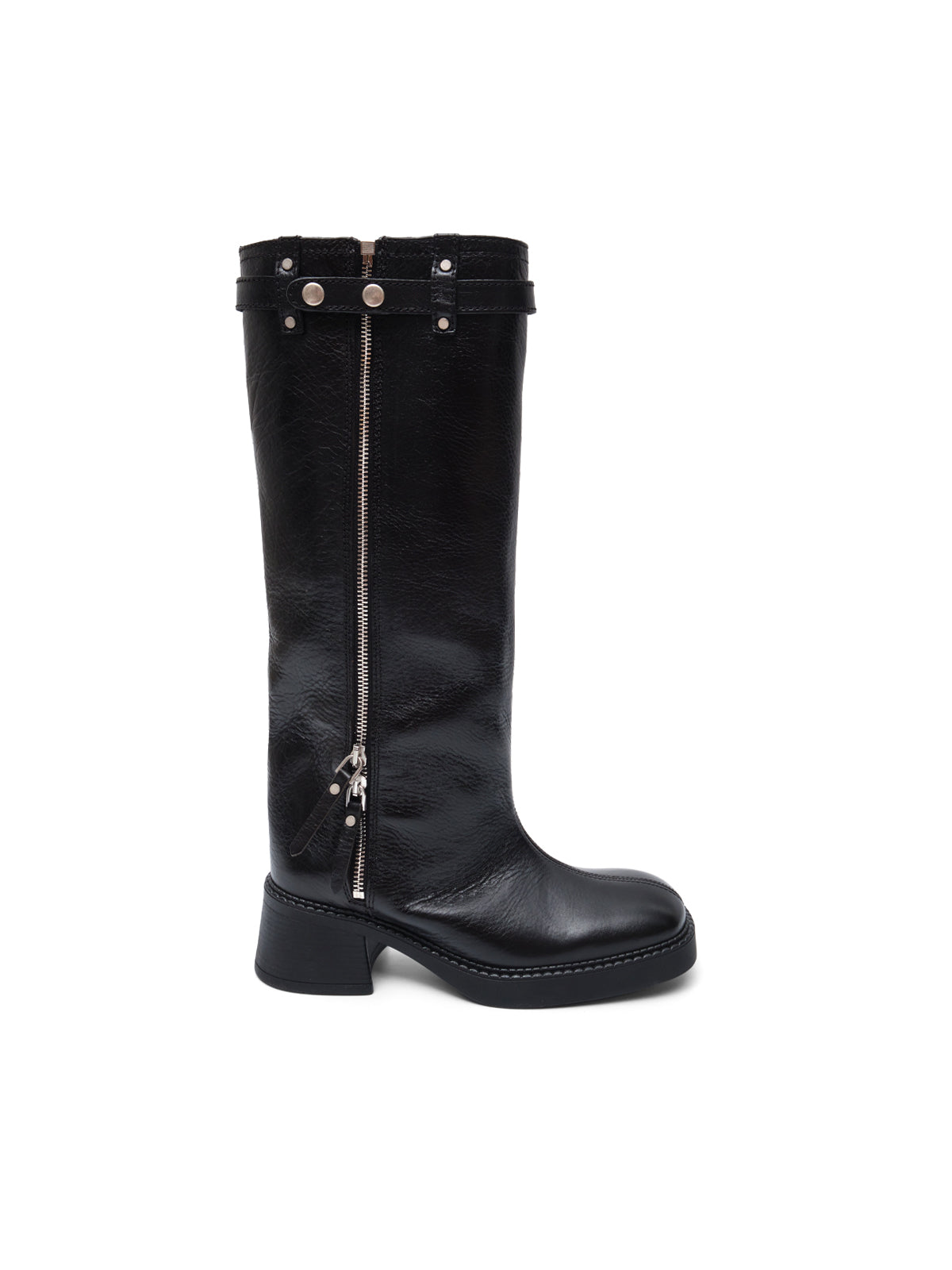 izolda black zipper tall boots E8-4234- BK MIISTA 