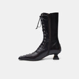 emile black lace ankle boots MI-5545- BK MIISTA 