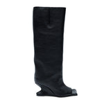 salima black peep toe tall boots MI-5700- BK MIISTA 