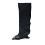 salima black peep toe tall boots MI-5700- BK MIISTA 