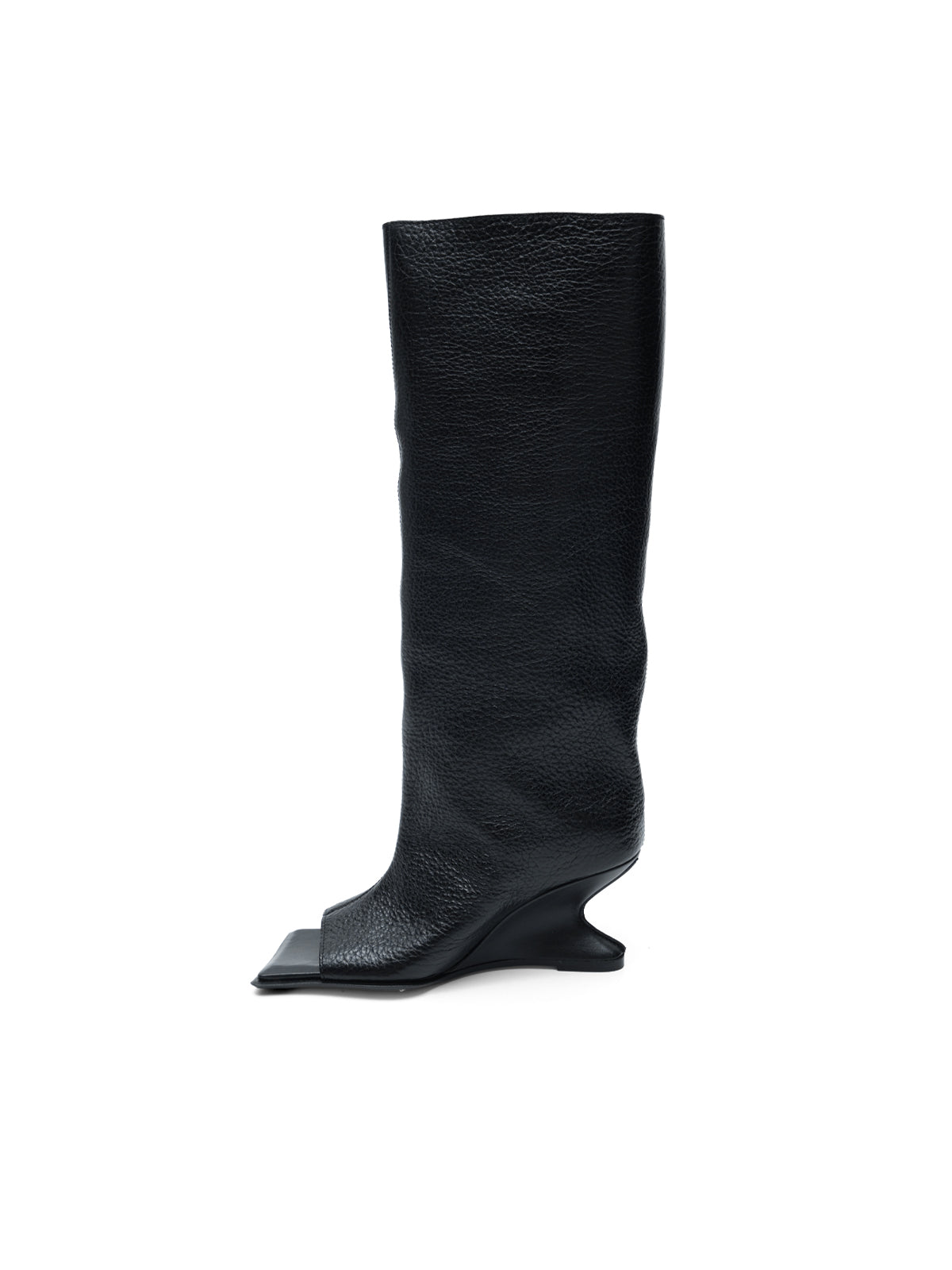 salima black peep toe tall boots MI-5700- BK MIISTA 