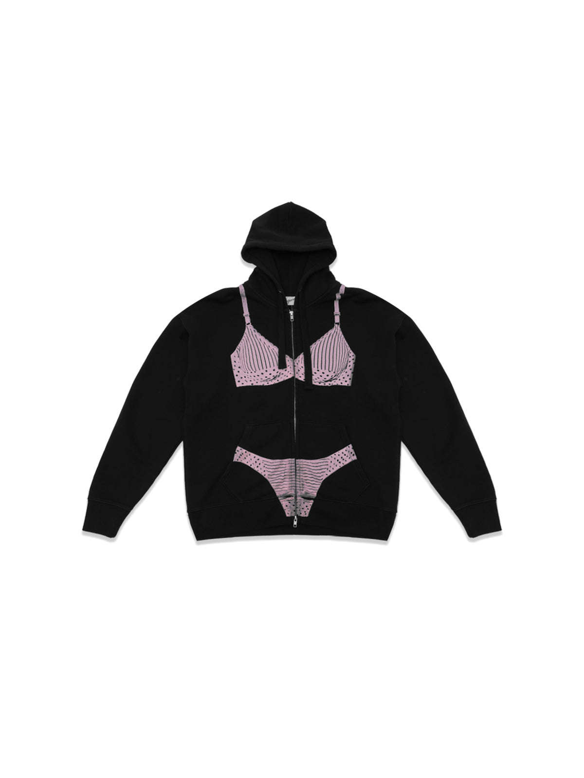 trompe l'oeil zip hoodie VAQ12T019- BK VAQUERA 