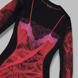 wet nuisette printed jersey ls longs dress WDR300BCJER0085- RD11 MARINE SERRE 