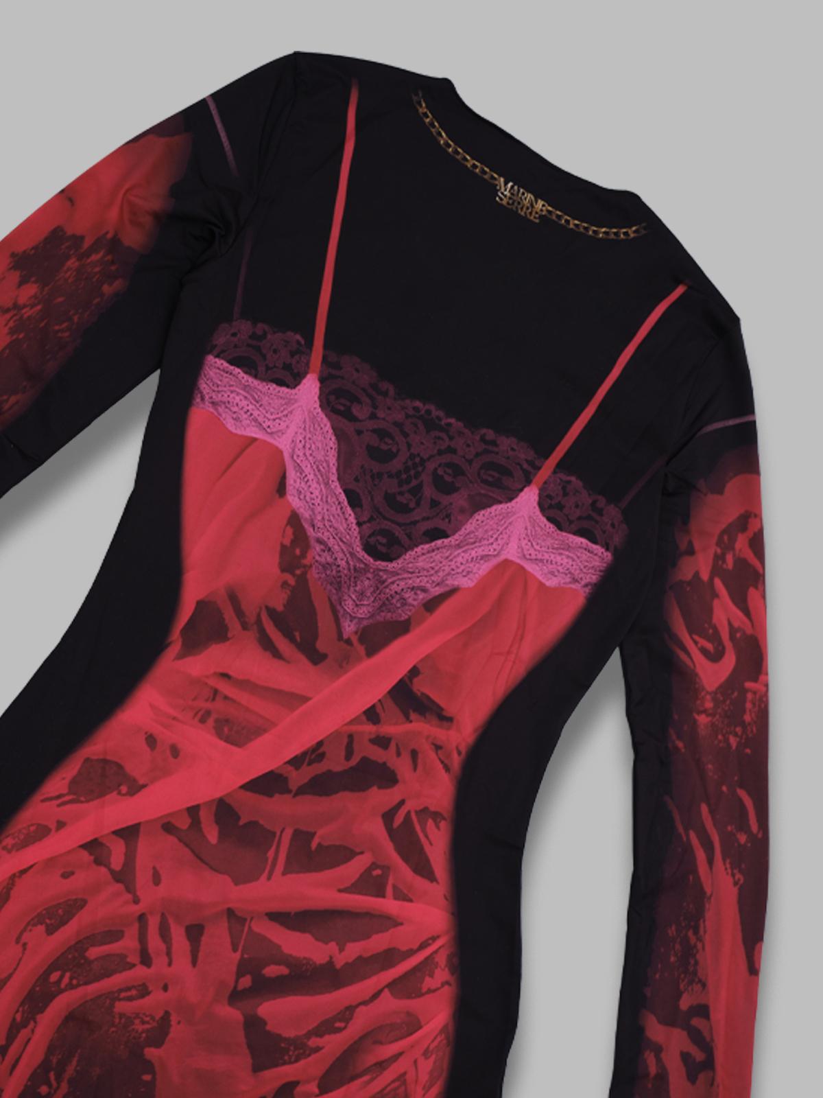 wet nuisette printed jersey ls longs dress WDR300BCJER0085- RD11 MARINE SERRE 