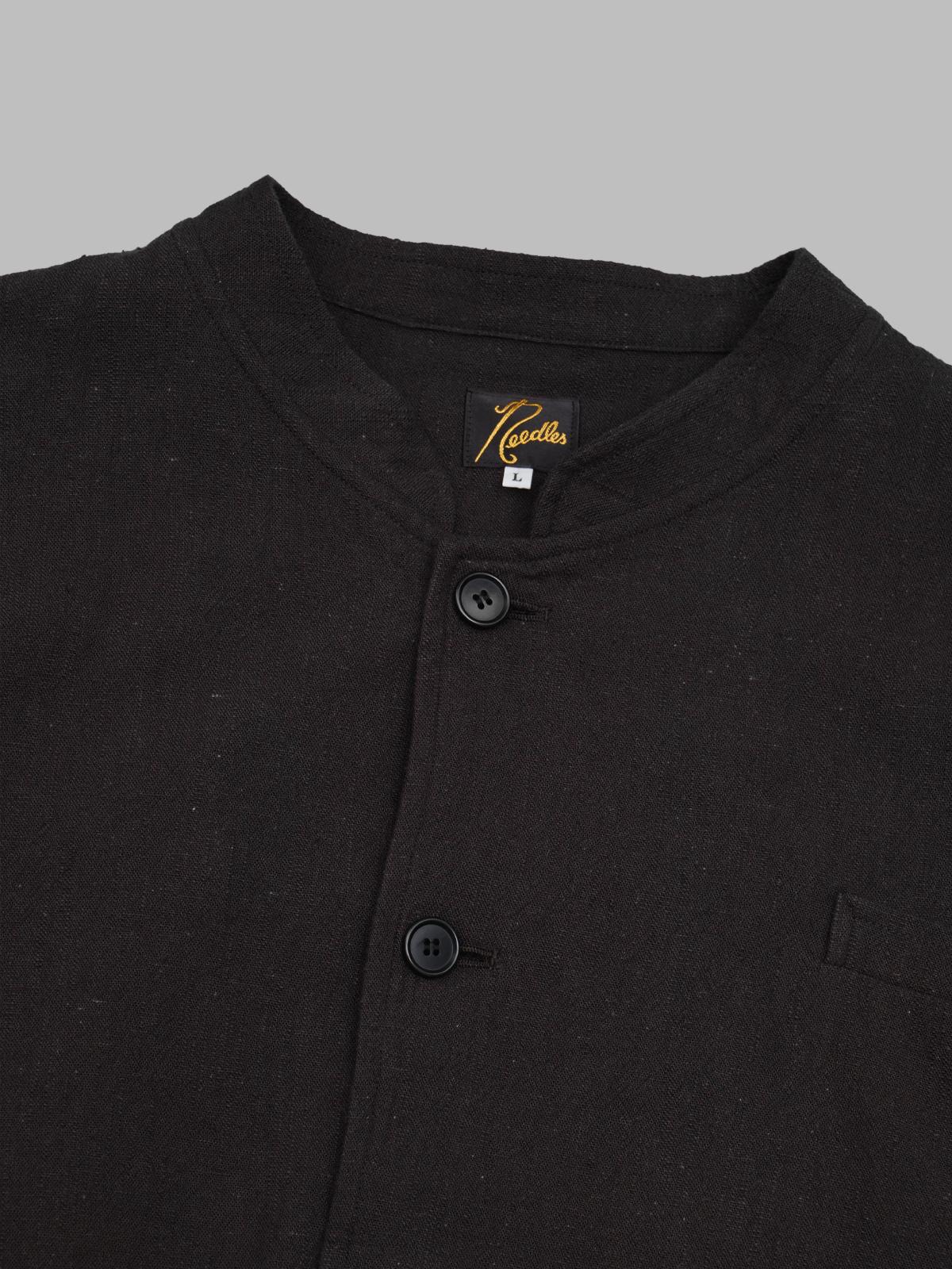 stand collar uncon jacket - slub cloth SX105- BLACK NEEDLES 