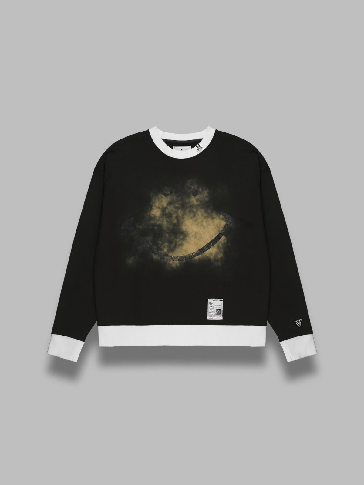 smily face printed distressed pullover J15PO732- BK MAISON MIHARA YASUHIRO 