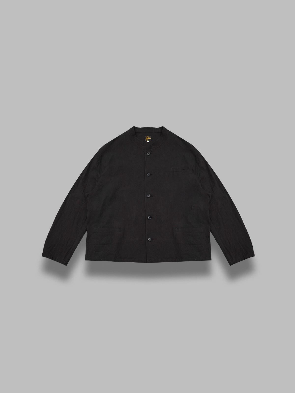 stand collar uncon jacket - slub cloth SX105- BLACK NEEDLES 