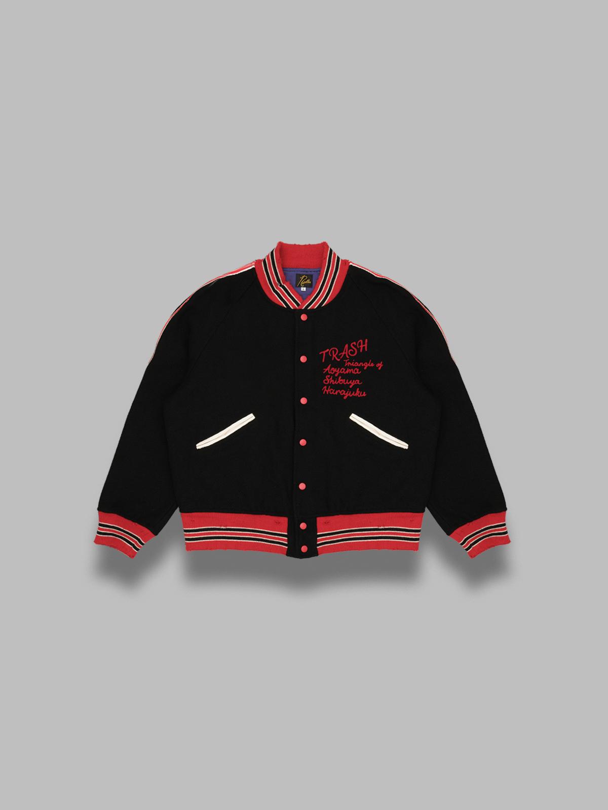 deconstructed lettered jacket RW168- BK NEEDLES 