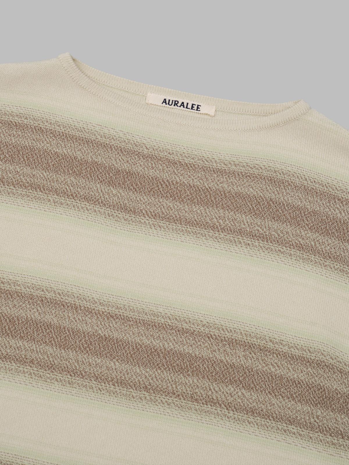 cotton silk gradient stripe knit boat neck A26SP02GB- LGY AURALEE 