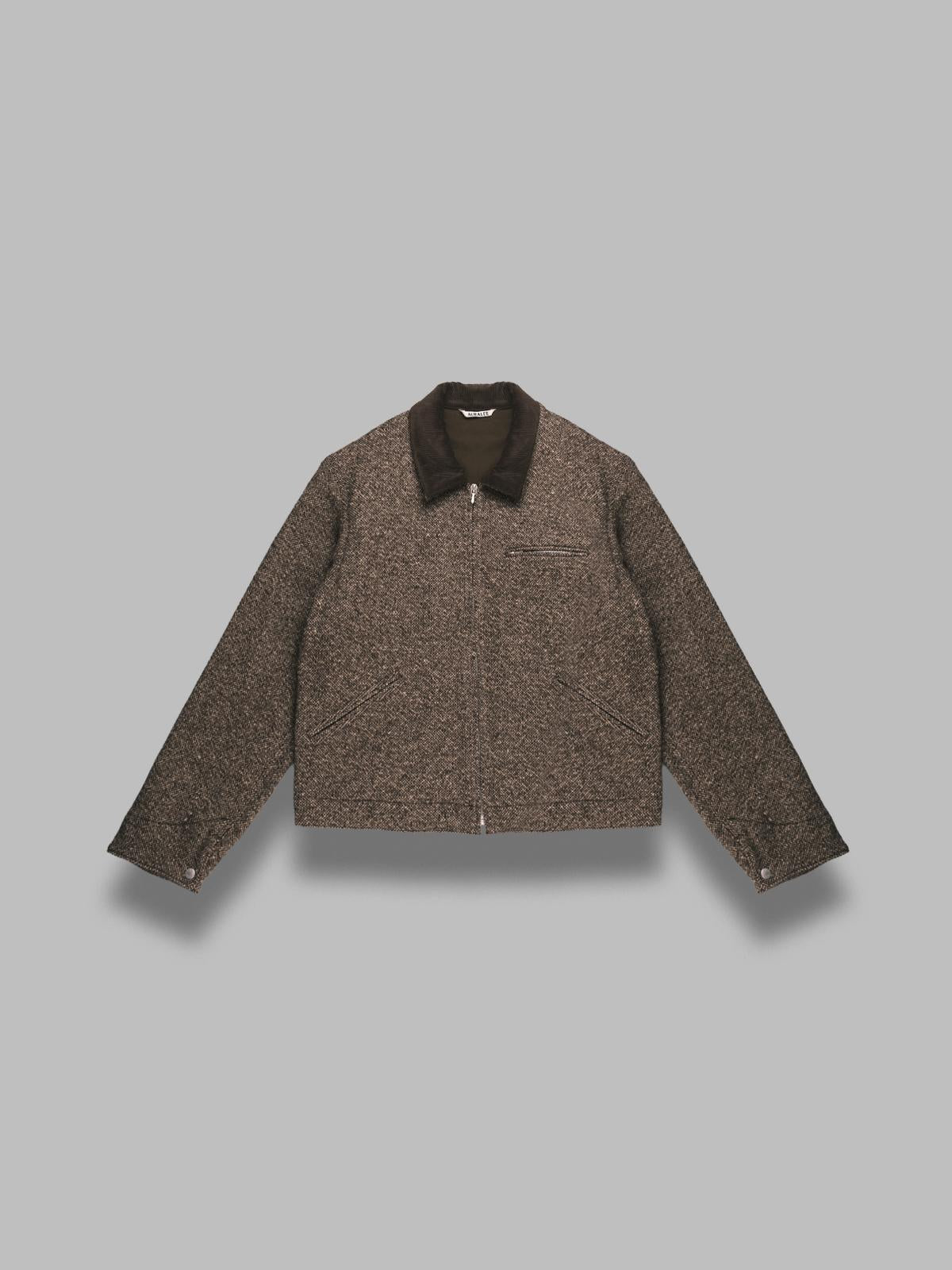 homespun tweed zip blouson A25AB01HT- BRW AURALEE 