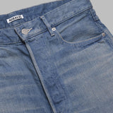 selvedge faded light wide denim