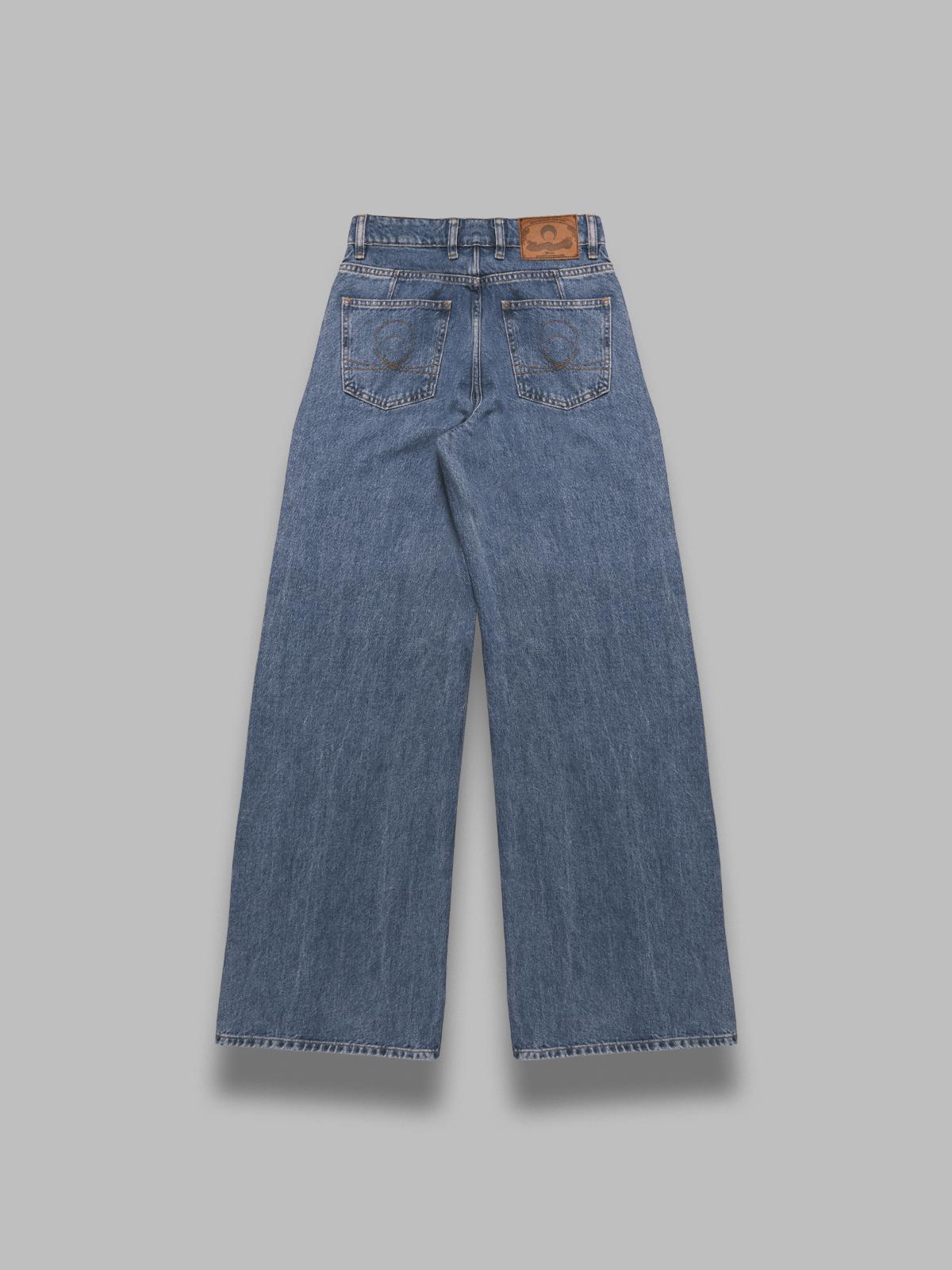 moon laser blue wash denim high waist flare jeans WPA159ACDEN0002- BL05 MARINE SERRE 