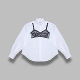 trompe l'oeil button down shirt VAQ11B001- WHT VAQUERA 