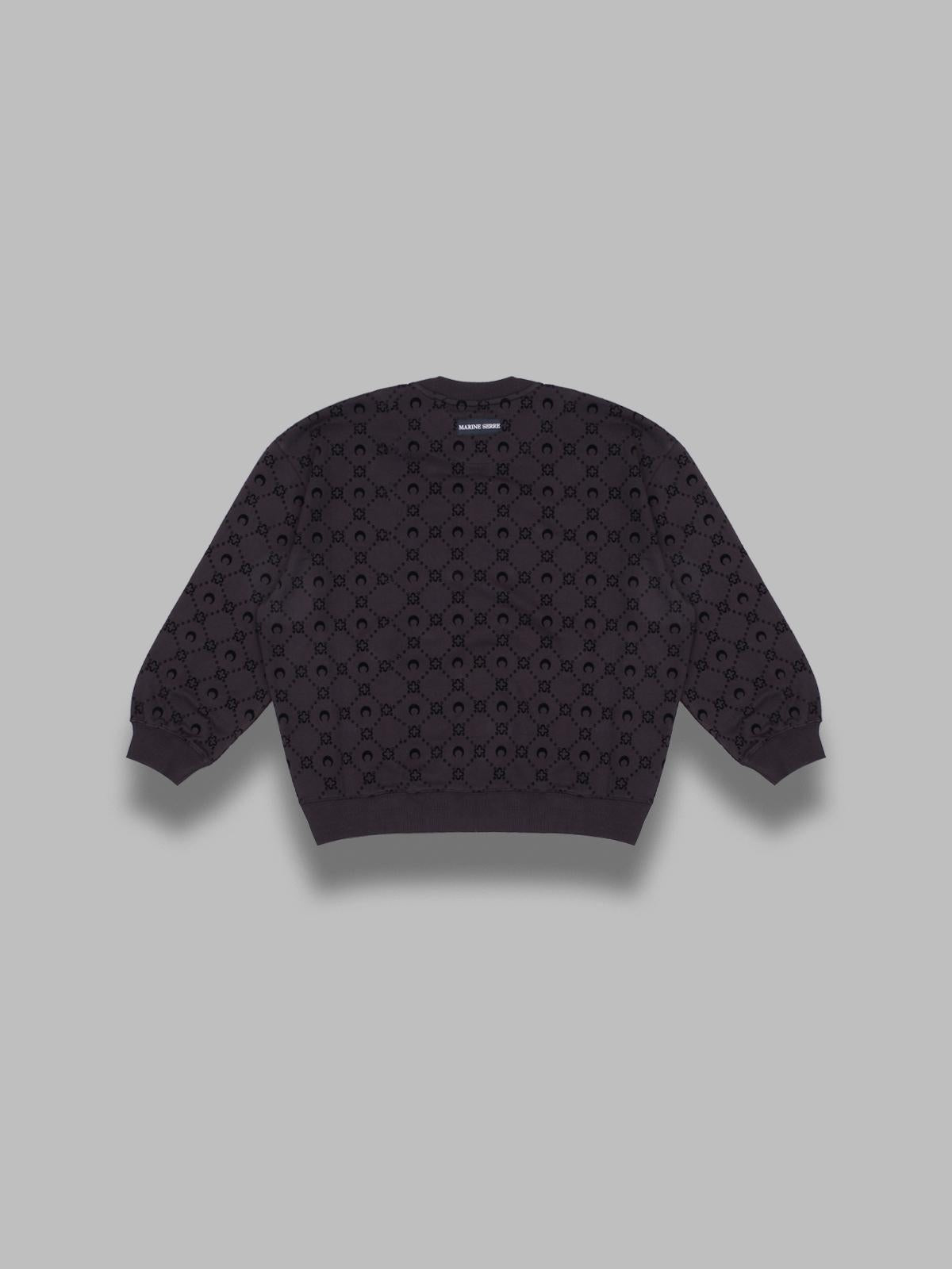 moonogram flocked fleece relaxed sweatshirt UST022ACJER0089- BK99 MARINE SERRE 