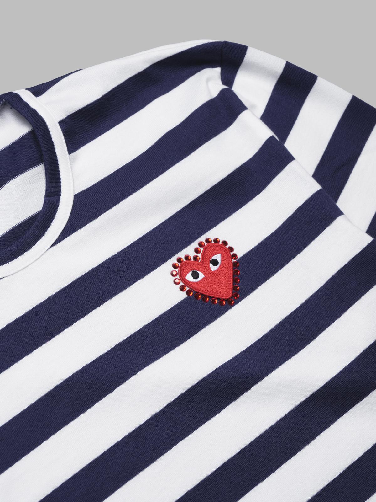 t-shirt stripe emblem x rhinestone AX-T805-051- NY COMME DES GARÇONS PLAY 