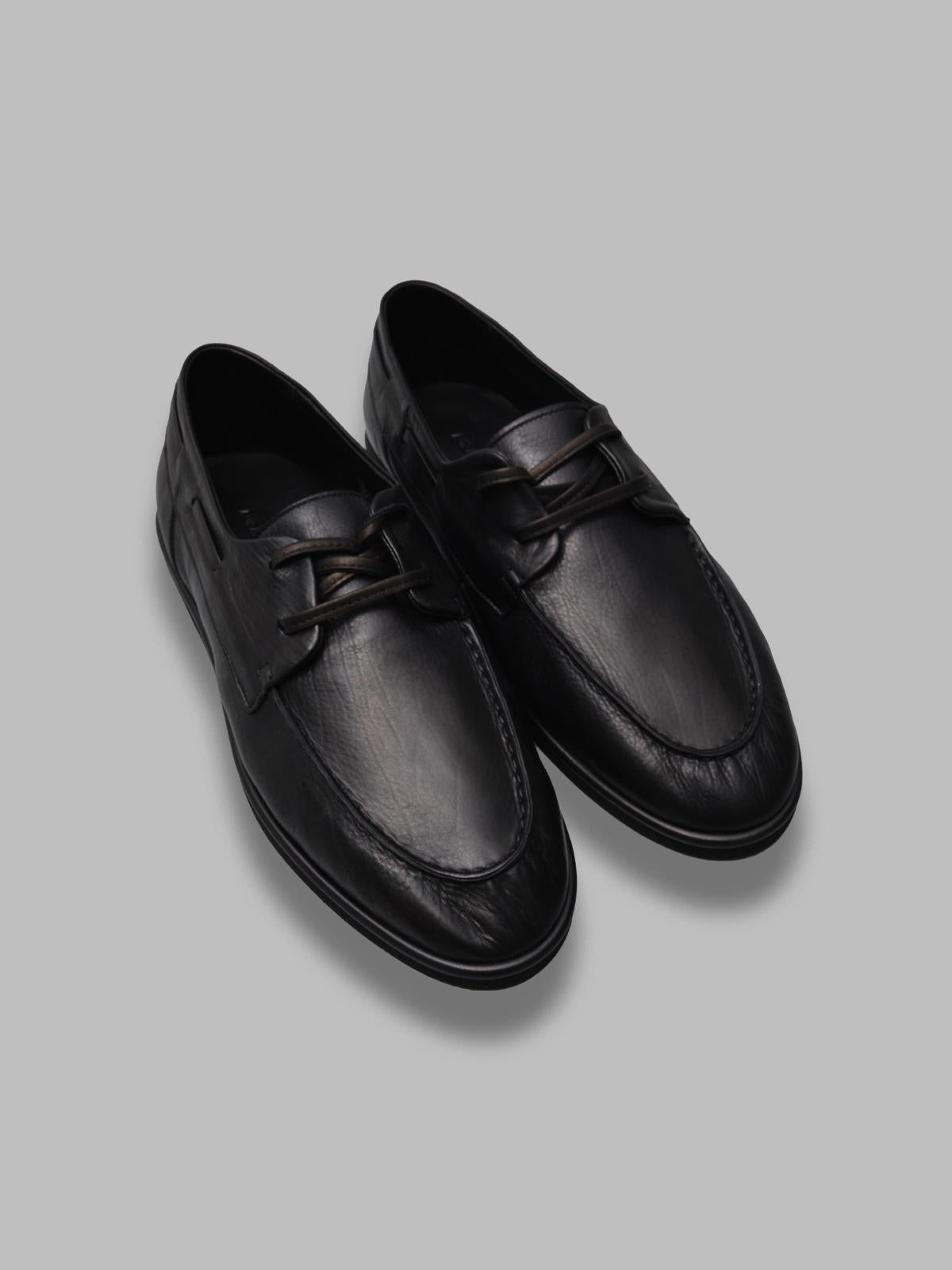 soft leather deck shoes A26SS03QD- BK AURALEE 