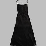 satin long slip dress WDR302B-CWOV0056- BK99 MARINE SERRE 