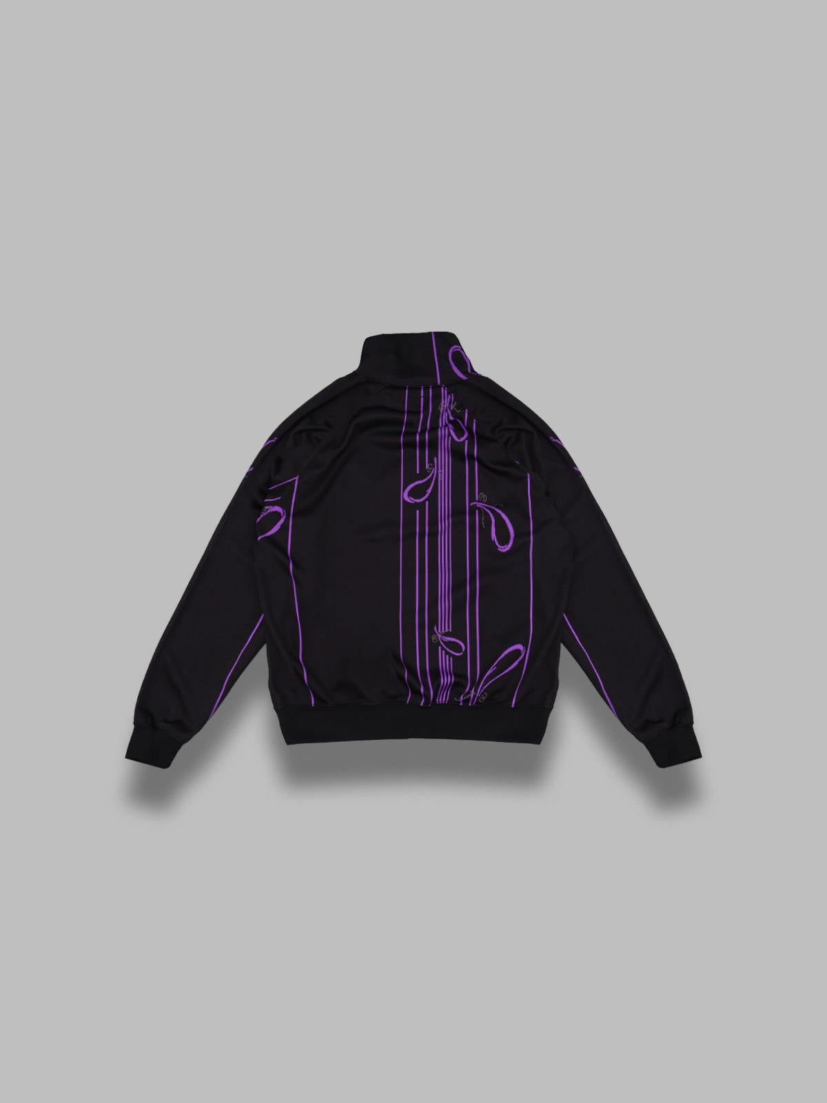 track jacket - poly jacquard SX402- BLACK NEEDLES 