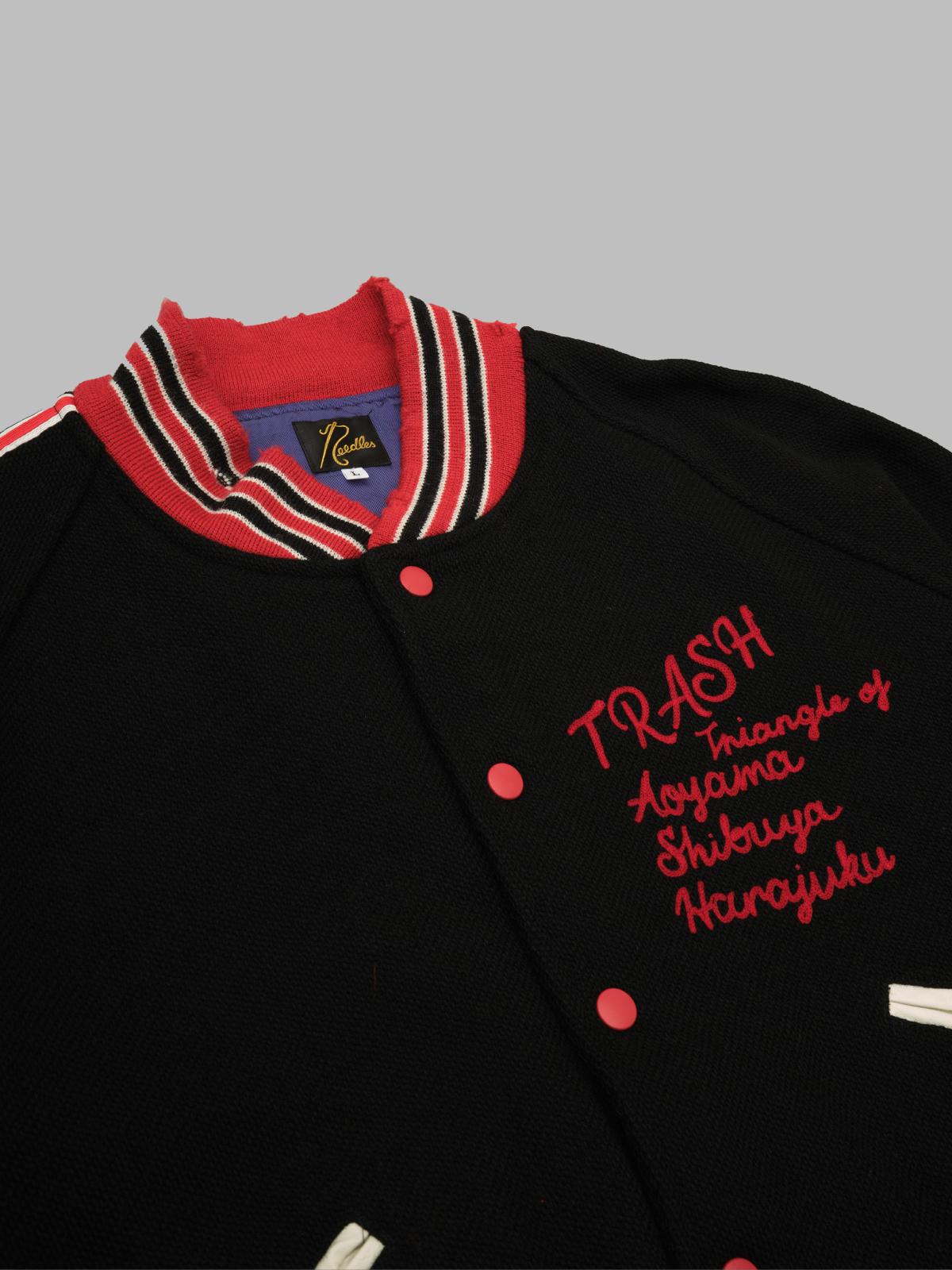 deconstructed lettered jacket RW168- BK NEEDLES 